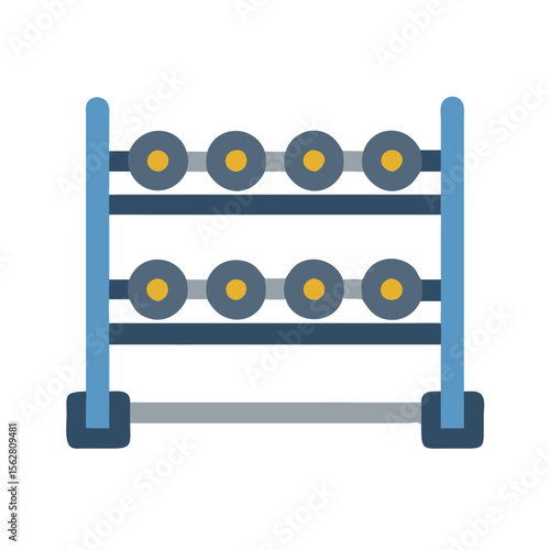  Bumper Plate Storage Rack for Gym Organization. Design of Fitness and Gym Icons.