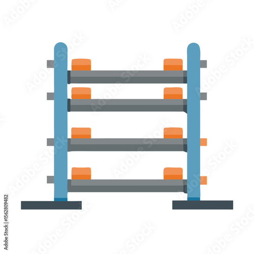  Durable Bumper Plate Storage Rack for Efficient Use. Design of Fitness and Gym Icons.