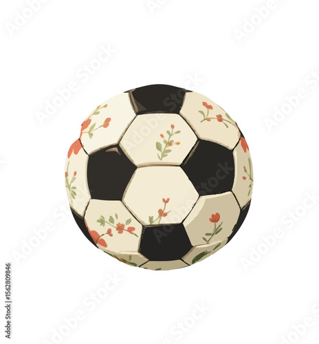 Floral Soccer Ball Design on transparent Background