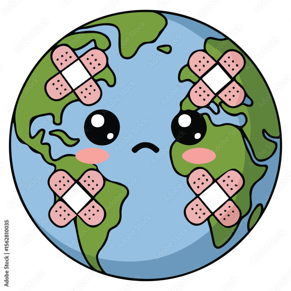 Fototapeta premium Injured earth planet vector illustration