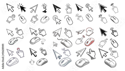 Flat design mouse cursor set