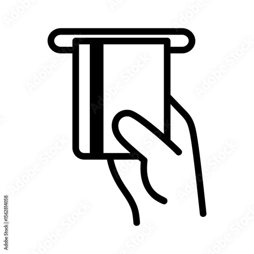 Insert credit card line icon. linear style sign for mobile concept and web design. Hand inserting card into ATM slot outline vector icon. Symbol, logo illustration. Vector graphics