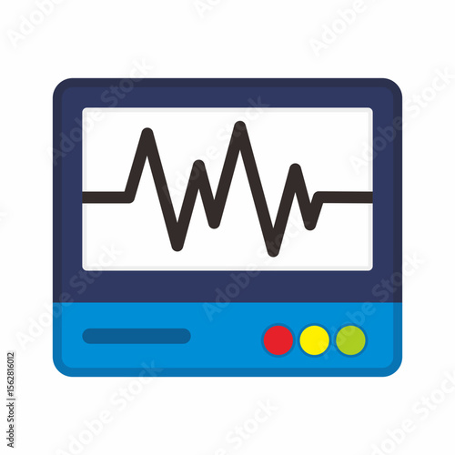 monitor with graph of a heart rate or heartbeat line. medical equipment icon and symbol