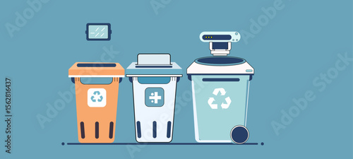 Minimalist Waste Management Icons – Smart Sensors, Recycling Automation & Eco Dashboard
 vector illustration of a bathroom