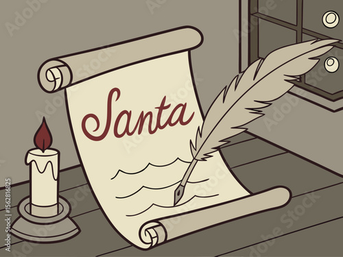 Letter To Santa With Quill And Ink