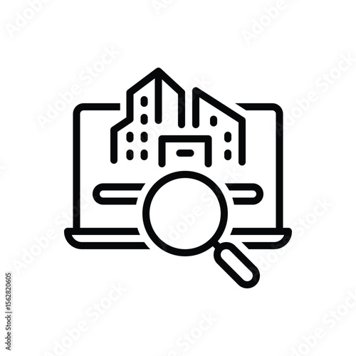 Black line icon for property search