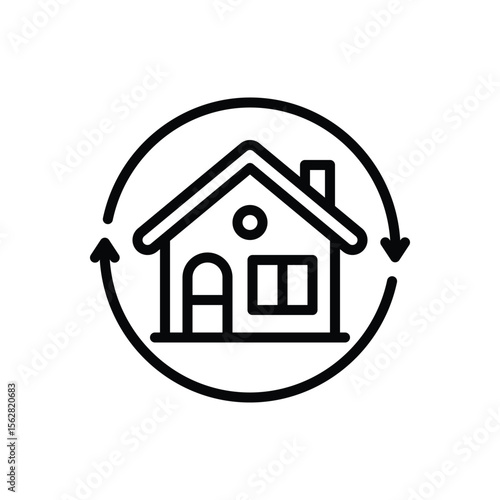Black line icon for redevelopment