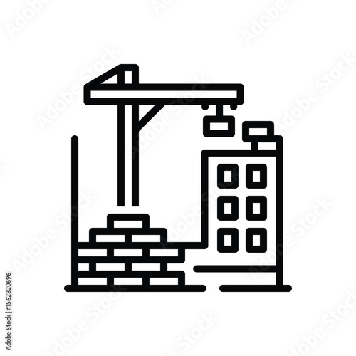 Black line icon for real estate development