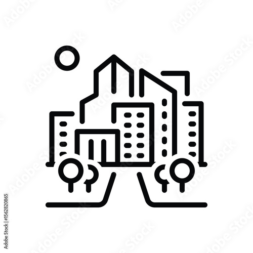 Black line icon for urban development