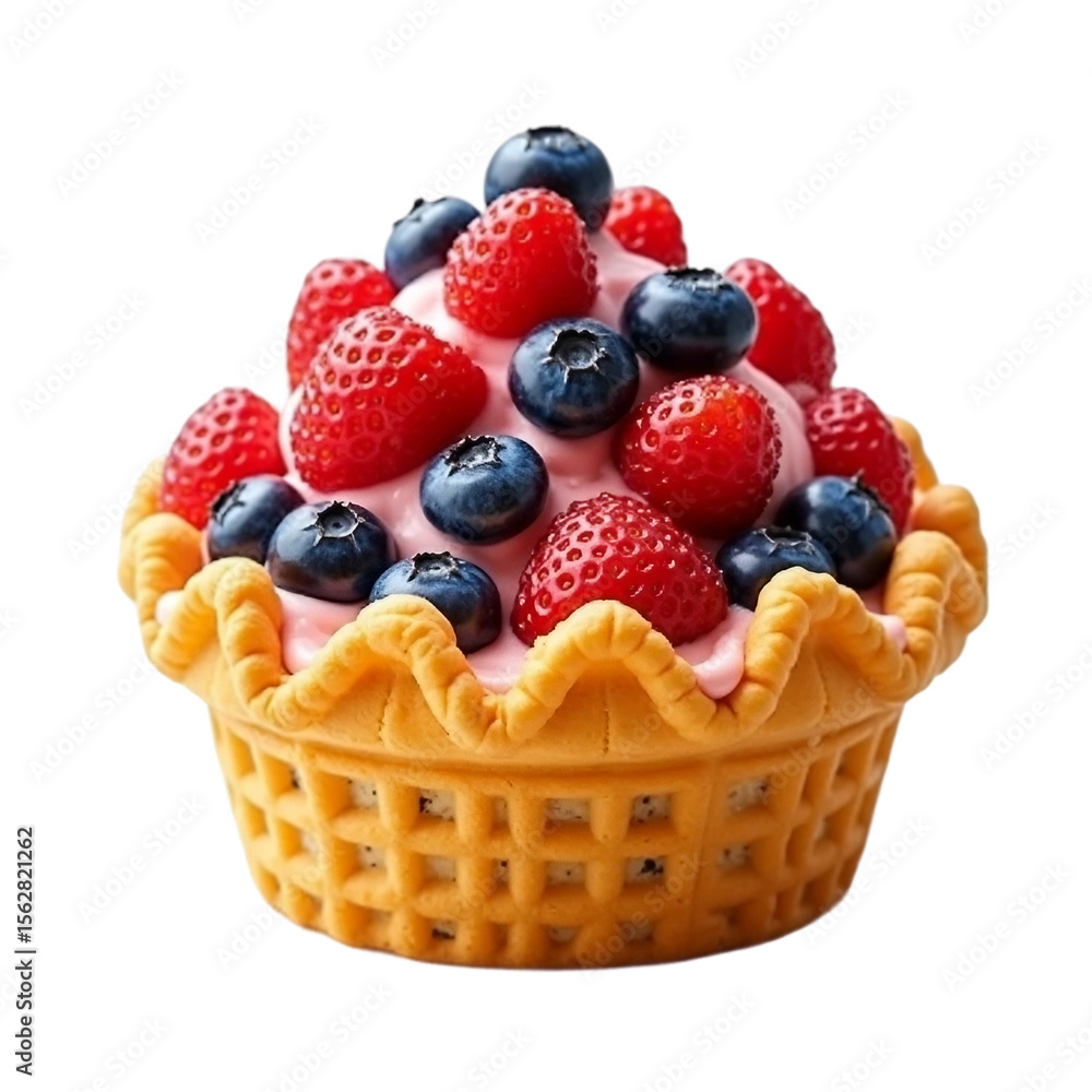 cornet de glace aux fruits avec biscuit gaufré isolé sur fond transparent cornet de glace aux fruits avec biscuit gaufré isolé sur fond transparent