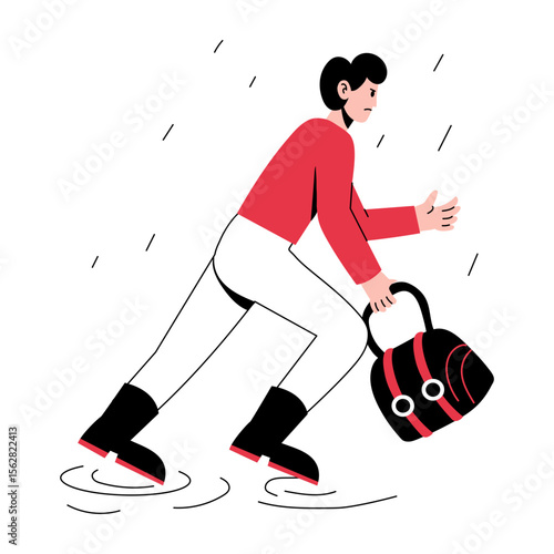 A hand drawn illustration showing heavy rain 
