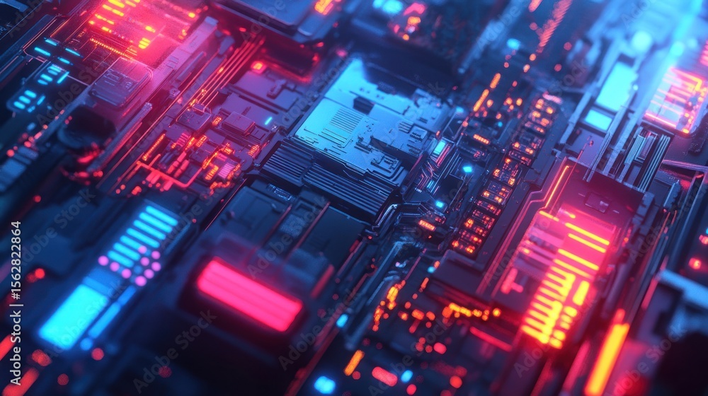 Obraz premium Futuristic circuit board close-up