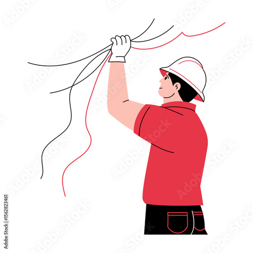 A hand drawn illustration showing a person holding wires 
