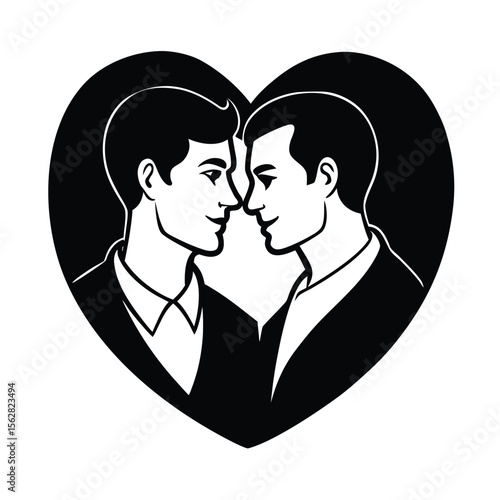 Love Between LGBT Couple Two Guys In Love Flat Style Art