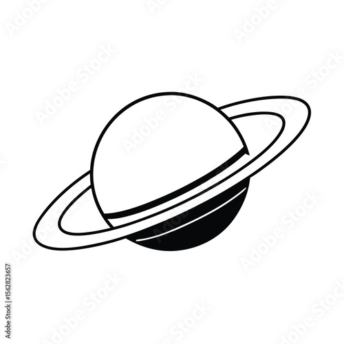Saturn Planets In Deep Space With Rings And Moons Illustration