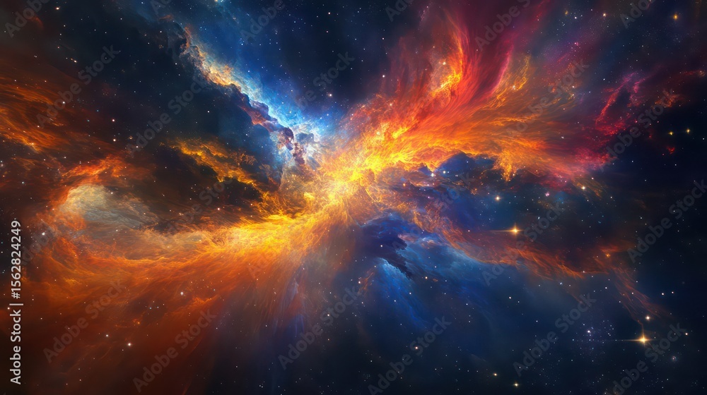 Fototapeta premium A Breathtaking Cosmic Dance of Colors in Deep Space