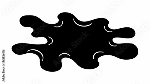 Abstract black blot with curved white lines on a white background creating a simple and modern design
