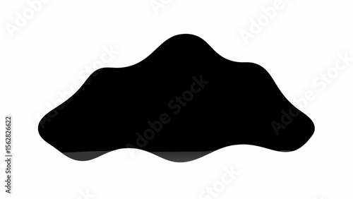 Abstract black shape with curved edges and subtle shading against a white background creating contrast