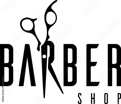 simple black scissors barber shop hair care salon silhouette icon logo design