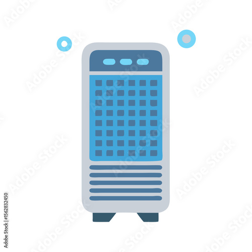 Isolated portable air conditioner illustration with blue color palette