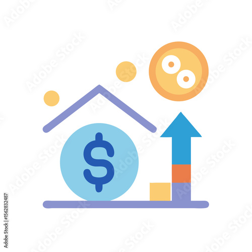 Cartoon financial growth showing increasing value of investments