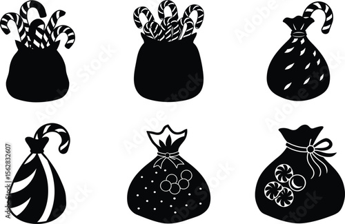 christmas sweet bag silhouette on white background
