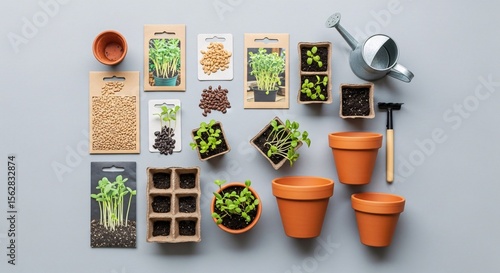 young seedlings growing in pots with natural seed packets

