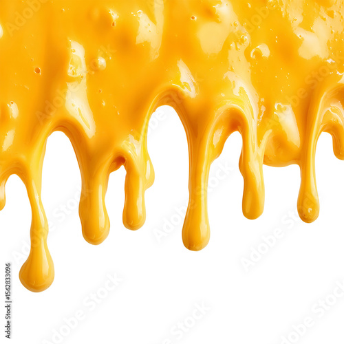 Melted cheese border yellow color on transparent background