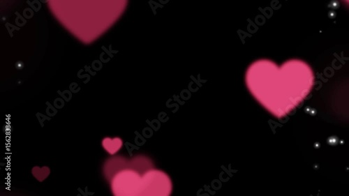 Wedding romantic love heart valentine elegant motion graphic overlay 4k pro resolution video in black with romantic bokeh particles