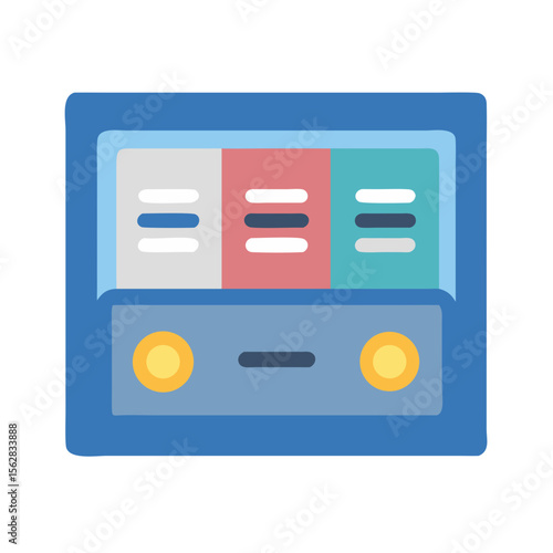 Retro Radio Icon with a Flat Graphic Style