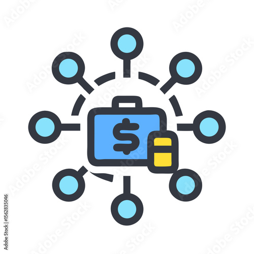 Financial networking connecting money flow and business growth concept