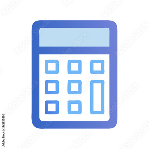 Blue calculator icon on black backdrop for digital design