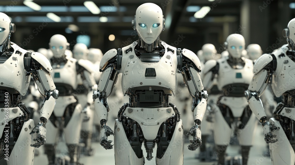 Futuristic Robots in Factory Setting Futuristic Robots in Factory Setting