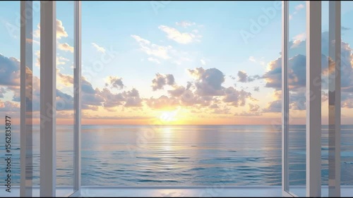 美しい海景の見えるバルコニーの動画