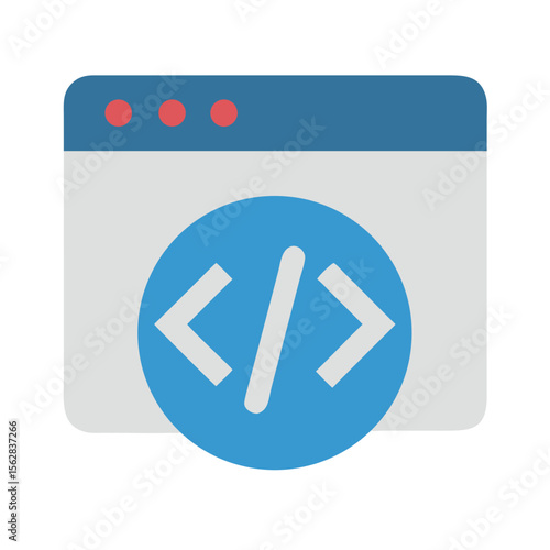 Website programming code symbol for front end development process