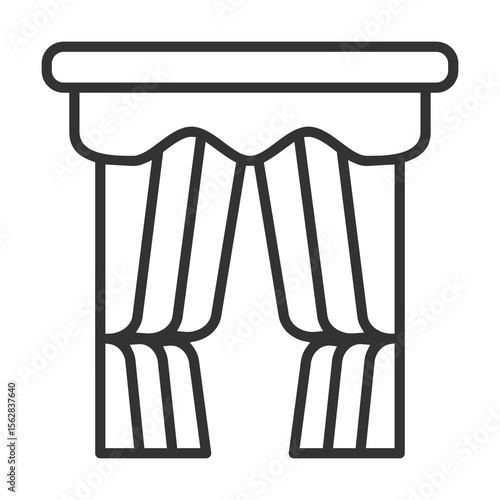 Curtain Icon Outline Style. Vector Illustration Design