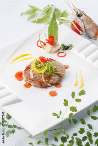 French-style wild boar steak with sauce served on a beautiful plate