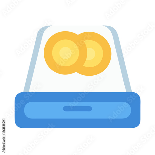 Two golden rings on a blue and white platform