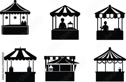 christmas vendor stall silhouette on white background
