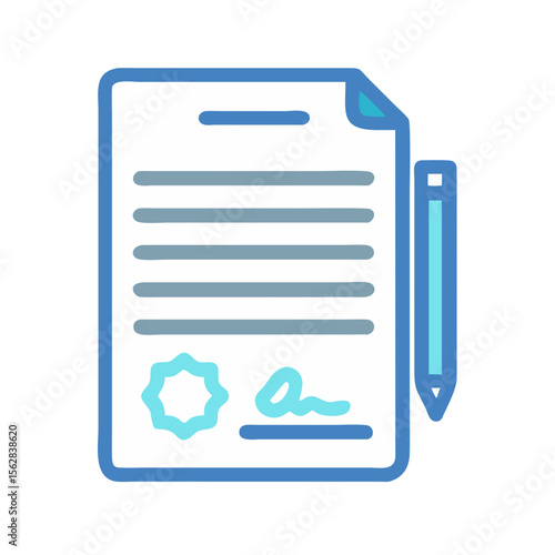 Signed contract agreement with pen on black background