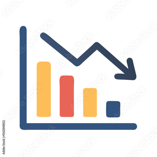 Colorful bar graph showing economic downturn on black background