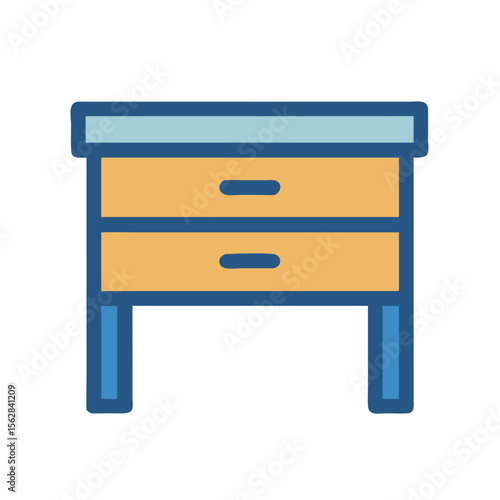 Simple cartoon two drawer nightstand furniture on black background