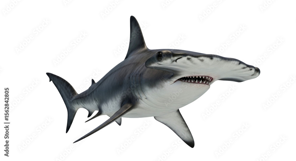 Naklejka premium Majestic Hammerhead Shark: A Close-Up Look at this Ocean Predator