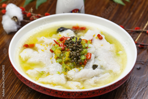 Boiled fish in sour soup with Sichuan peppercorns
