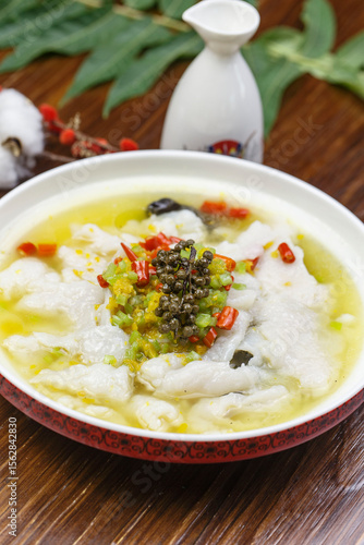 Boiled fish in sour soup with Sichuan peppercorns