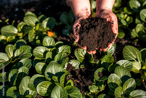 women in agriculture looking at a soil sample. girl on a farm looking at plant roots, female farmer looking at ecosystem health