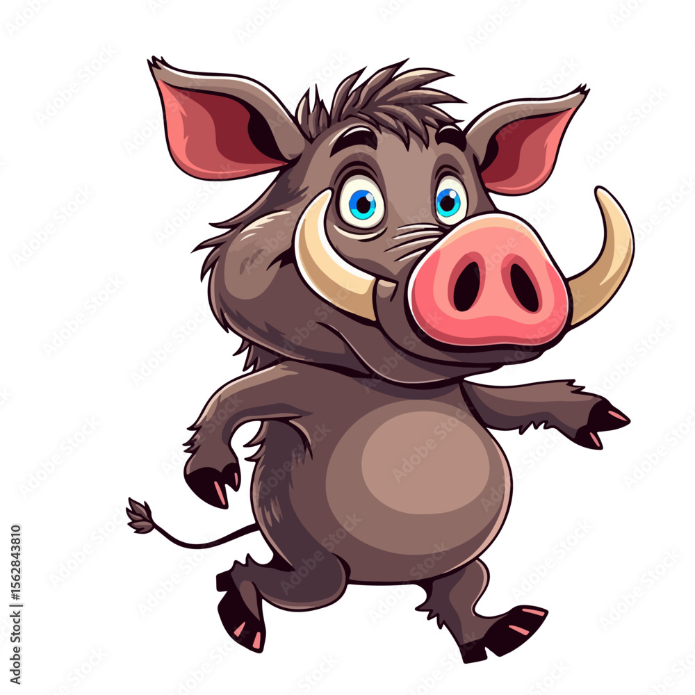 Obraz premium Hand drawn cartoon warthogs vector illustration