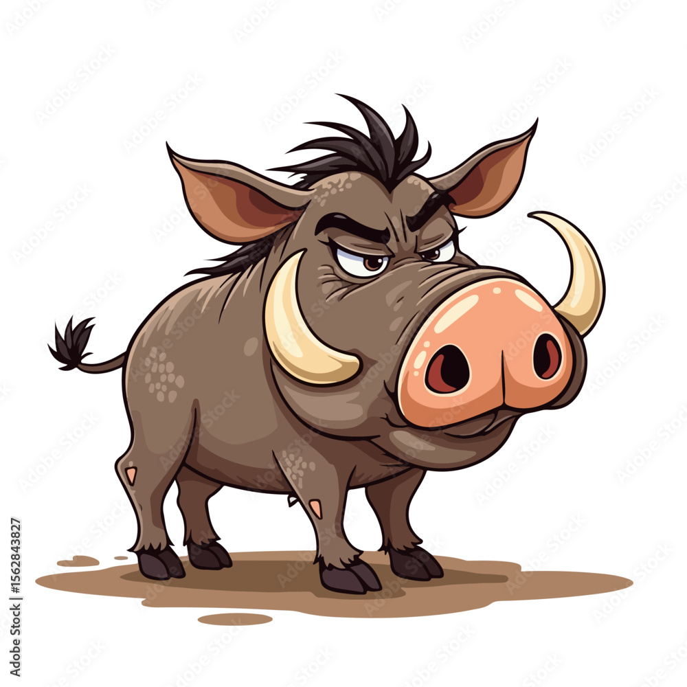 Fototapeta premium Hand drawn cartoon warthogs vector illustration
