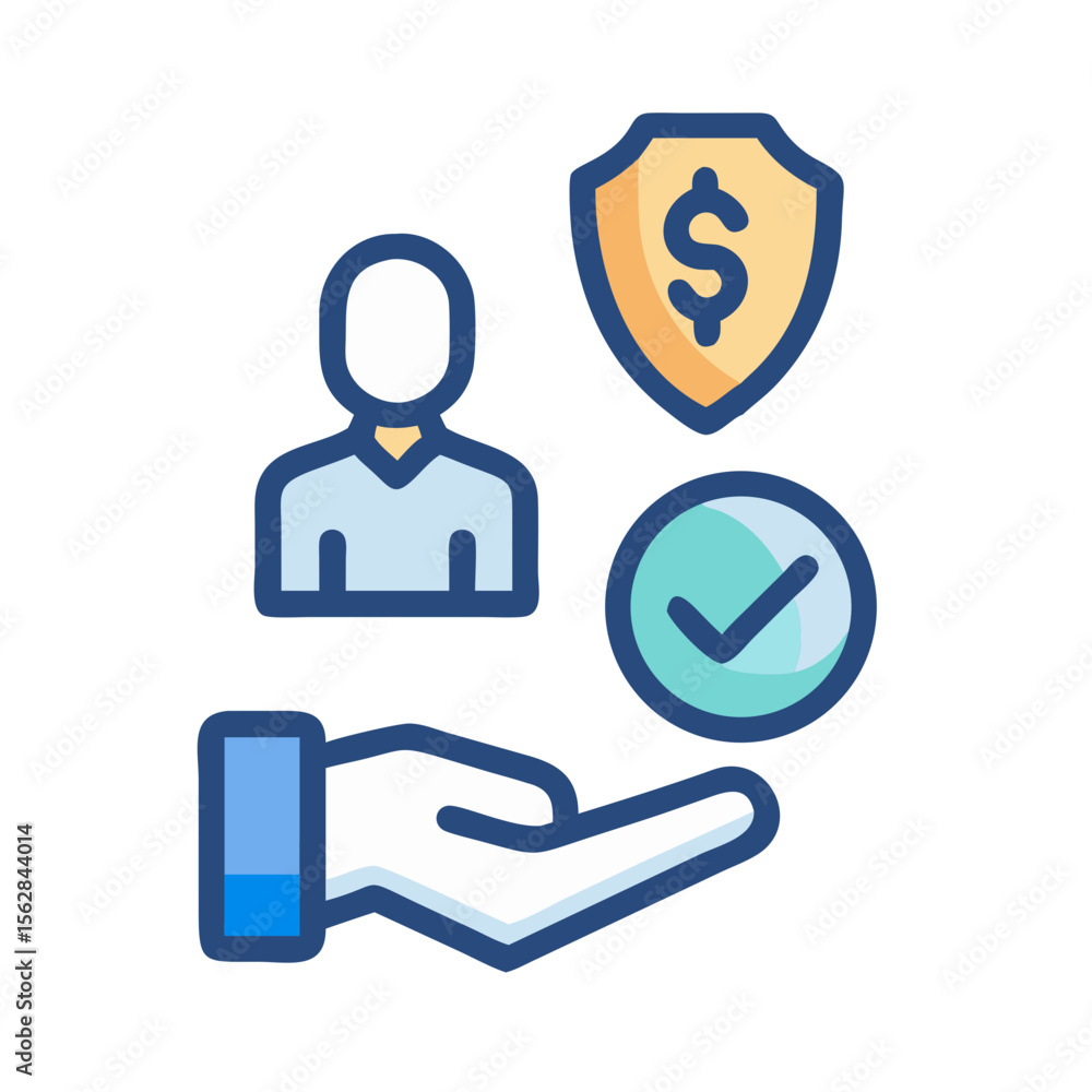 Obraz premium Financial safety with person and protection icon illustration