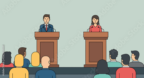 Political Debate with Two Speakers and Audience in Attendance.